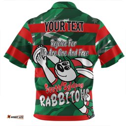 South Sydney Rabbitohs Zip Polo Shirt - Happy Australia Day We Are One And Free