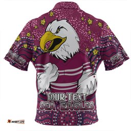 Manly Warringah Sea Eagles Custom Zip Polo Shirt - Custom With Aboriginal Inspired Style Of Dot Painting Patterns  Zip Polo Shirt