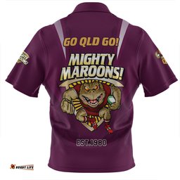Queensland Maroons Zip Polo Shirt Custom State Of Origin 2024 Passionate Fan Born To Win