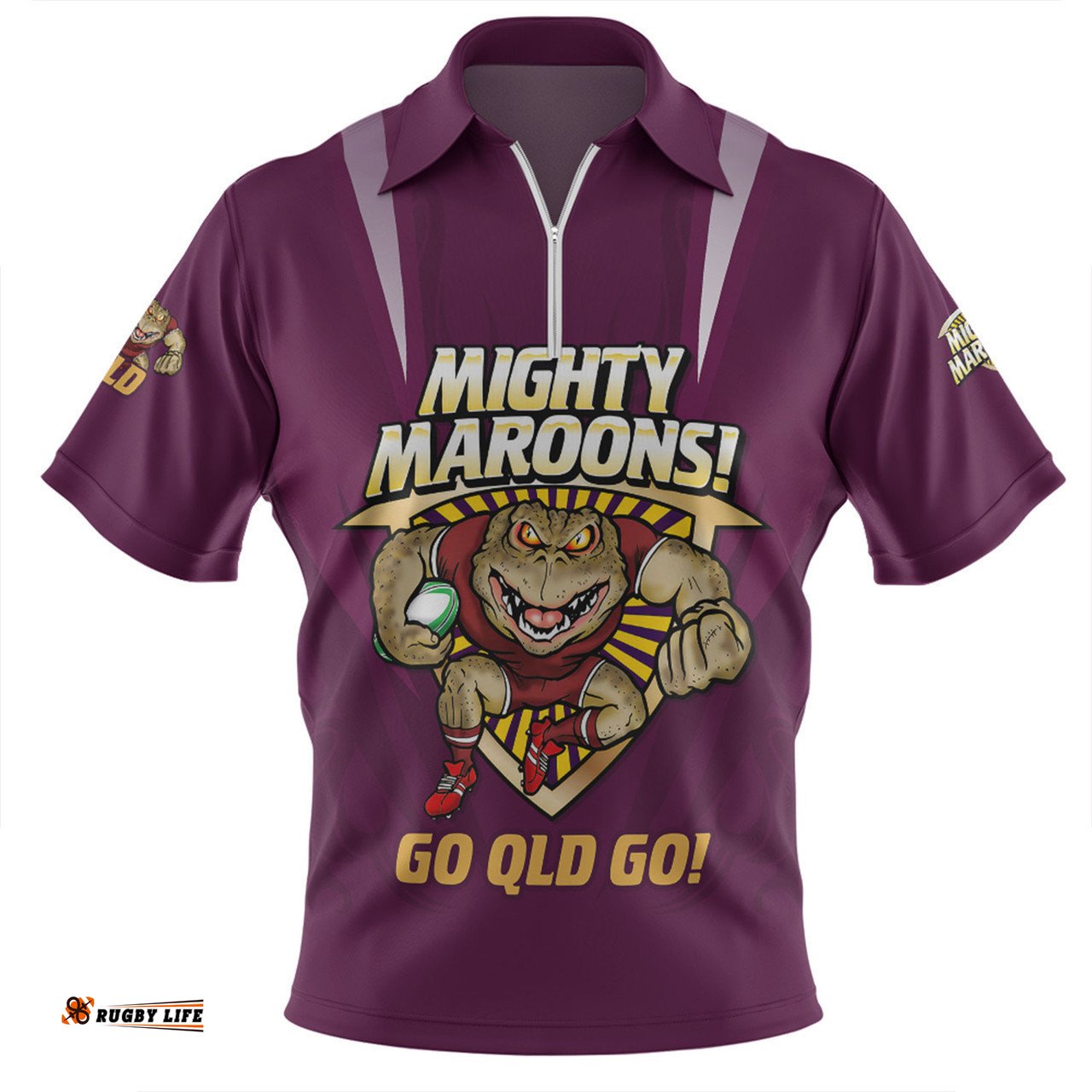 Queensland Maroons Zip Polo Shirt Custom State Of Origin 2024 Passionate Fan Born To Win
