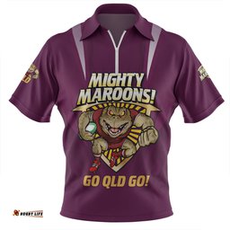 Queensland Maroons Zip Polo Shirt Custom State Of Origin 2024 Passionate Fan Born To Win
