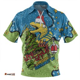 Parramatta Eels Christmas Custom Zip Polo Shirt - Let's Get Lit Chrisse Pressie Zip Polo Shirt