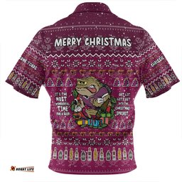 Queensland Cane Toads Christmas Custom Zip Polo Shirt - Chrissie Spirit Zip Polo Shirt