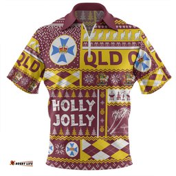 Queensland Christmas Zip Polo Shirt - Holly Jolly Chrissie Zip Polo Shirt