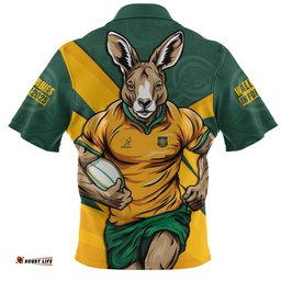 Aussie Wallabies Aboriginal Strength Wear Wallabies Rugby Edition Yellow Zip Polo Shirt