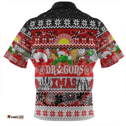 St. George Illawarra Dragons Christmas Aboriginal Custom Zip Polo Shirt - Indigenous Knitted Ugly Xmas Style Zip Polo Shirt