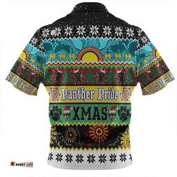 Penrith Panthers Christmas Aboriginal Custom Zip Polo Shirt - Indigenous Knitted Ugly Xmas Style Zip Polo Shirt
