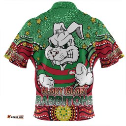 South Sydney Rabbitohs Zip Polo Shirt - Custom With Aboriginal Inspired Style Of Dot Painting Patterns  Zip Polo Shirt