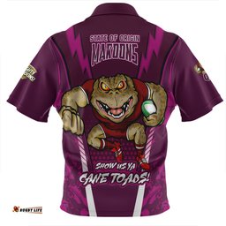 Queensland Maroons Zip Polo Shirt Custom State Of Origin 2024 Show Us Ya Cane Toads!