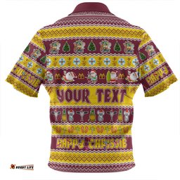 Queensland Christmas Custom Zip Polo Shirt - Happy Chrissie Ugly Style Zip Polo Shirt