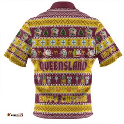 Queensland Christmas Custom Zip Polo Shirt - Happy Chrissie Ugly Style Zip Polo Shirt