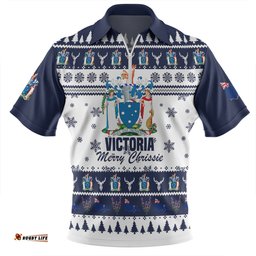 Victoria Christmas Zip Polo Shirt - Merry Chrissie Zip Polo Shirt