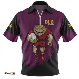Queensland Maroons Zip Polo Shirt Custom State Of Origin 2024 Go Mighty QLD Maroons For Die Hard Fan Supporters
