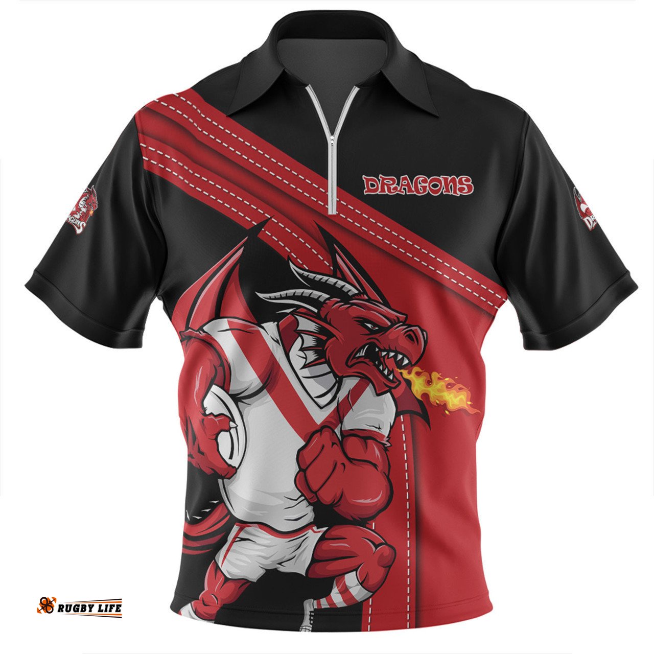 St. George Illawarra Dragons Zip Polo Shirt Custom Team Of Us Die Hard Fan Supporters