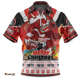St. George Illawarra Dragons Christmas Custom Zip Polo Shirt - Dragons Santa Aussie Big Things Zip Polo Shirt
