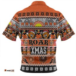 Wests Tigers Christmas Aboriginal Custom Zip Polo Shirt - Indigenous Knitted Ugly Xmas Style Zip Polo Shirt