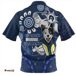 North Queensland Cowboys Zip Polo Shirt Aboriginal Indigenous Naidoc Week Dreamtime Dot Painting With Flag