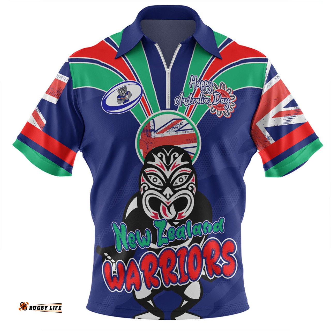 New Zealand Warriors Zip Polo Shirt - Happy Australia Day We Are One And Free
