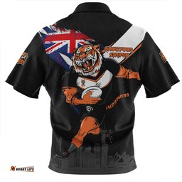 Wests Tigers Zip Polo Shirt Custom For Die Hard Fan Australia Flag Scratch Style