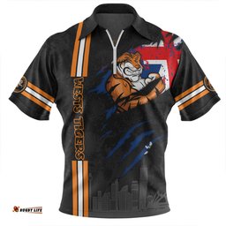 Wests Tigers Zip Polo Shirt - Happy Australia Day Flag Scratch Style