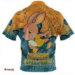 Australia Wallabies Custom Zip Polo Shirt - Team With Dot And Star Patterns For Tough Fan Zip Polo Shirt