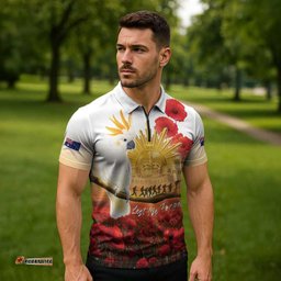Australia Cockatoo ANZAC Day Zipper Polo Shirt Lest We Forget LT05