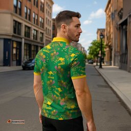 Australia Billy Buttons Zipper Polo Shirt Aussie Pycnosorus Kangaroo Seamless Style LT14