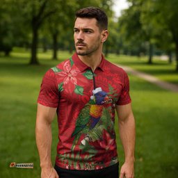 Aussie Rainbow lorikeet Zipper Polo Shirt Aboriginal Inspired Christmas LT9