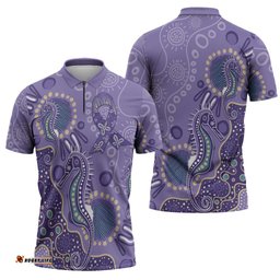 Australia Epilepsy Awareness Zipper Polo Shirt Aboriginal Purple Ribbon with Seahorse LT7