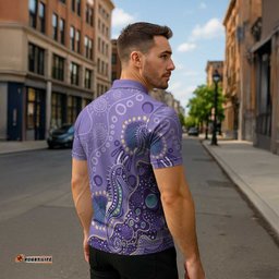 Australia Epilepsy Awareness Zipper Polo Shirt Aboriginal Purple Ribbon with Seahorse LT7
