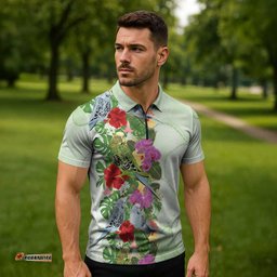 Aussie Budgies Blue And Green Tropical Birds Zipper Polo Shirt LT9