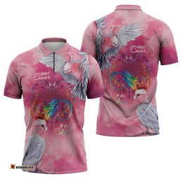 Australia Fight Cancer In All Colors Zipper Polo Shirt Galah Pink Tie Dye LT7