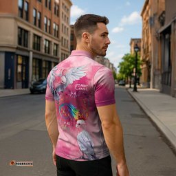 Australia Fight Cancer In All Colors Zipper Polo Shirt Galah Pink Tie Dye LT7