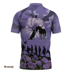 ANZAC Day Zipper Polo Shirt Lest We Forget the Animals Too LT19