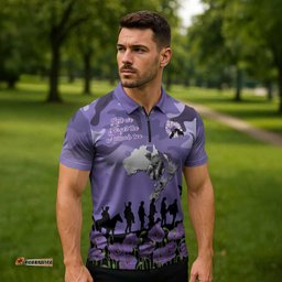 ANZAC Day Zipper Polo Shirt Lest We Forget the Animals Too LT19