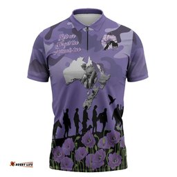 ANZAC Day Zipper Polo Shirt Lest We Forget the Animals Too LT19