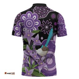 Australia Epilepsy Awareness Zipper Polo Shirt Purple-crowned Fairywren Boronia Aboriginal LT14