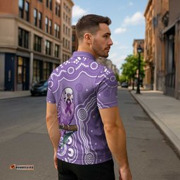 Australia Epilepsy Awareness Zipper Polo Shirt Purple Budgerigar Plumeria Aboriginal LT14