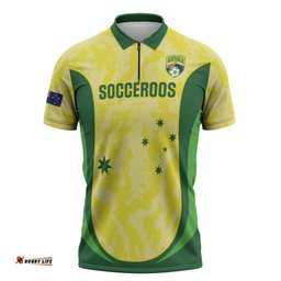 Australia Football Custom Zipper Polo Shirt Go Socceroos Grunge Sporty Style LT14