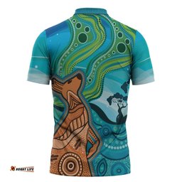 Aussie Aurora Borealis Aboriginal Art Zipper Polo Shirt LT7