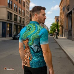 Aussie Aurora Borealis Aboriginal Art Zipper Polo Shirt LT7
