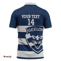 AFL Cats Football Custom Zipper Polo Shirt Geelong Proud Indigenous Art LT14