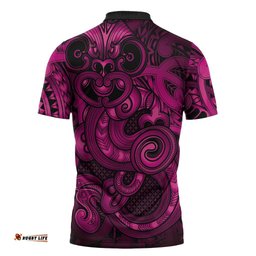 Aotearoa Maori Hei Tiki Zipper Polo Shirt Mawhero Kowhaiwhai Puhoro Motif LT9