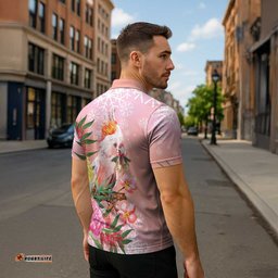 Australia Christmas Pink Cockatoo with Banksia Zipper Polo Shirt Coral Pink LT7