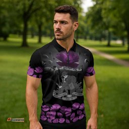 ANZAC Day Remembrance Zipper Polo Shirt Purple Poppy We Will Remember Them LT9