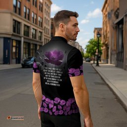 ANZAC Day Remembrance Zipper Polo Shirt Purple Poppy We Will Remember Them LT9