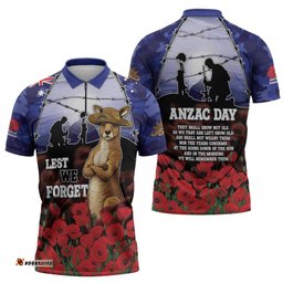 ANZAC Day Zipper Polo Shirt Lest We Forget DT05
