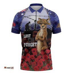 ANZAC Day Zipper Polo Shirt Lest We Forget DT05