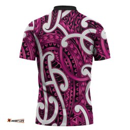 Aotearoa Maori Kowhaiwhai Zipper Polo Shirt Mawhero Puhoro and Patiki LT9