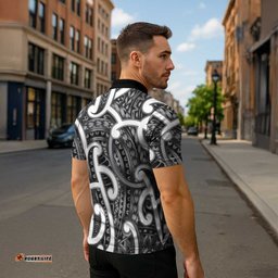 Aotearoa Maori Kowhaiwhai Zipper Polo Shirt Kiwikiwi Puhoro and Patiki LT9